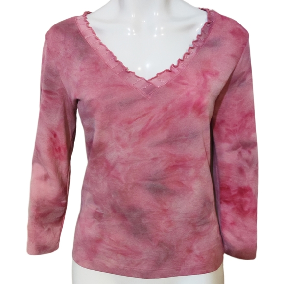 Sevengate pink vneck top - Picture 1 of 6